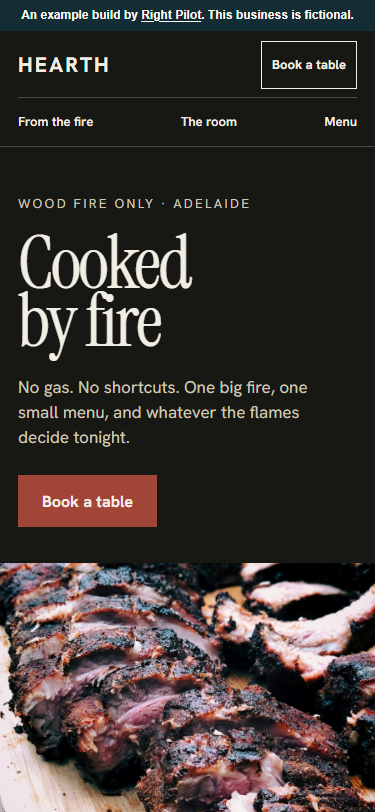 HEARTH demonstration website on a phone